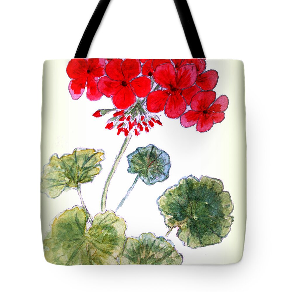 Geranium Tote Bag featuring the painting Geranium by Donna Walsh