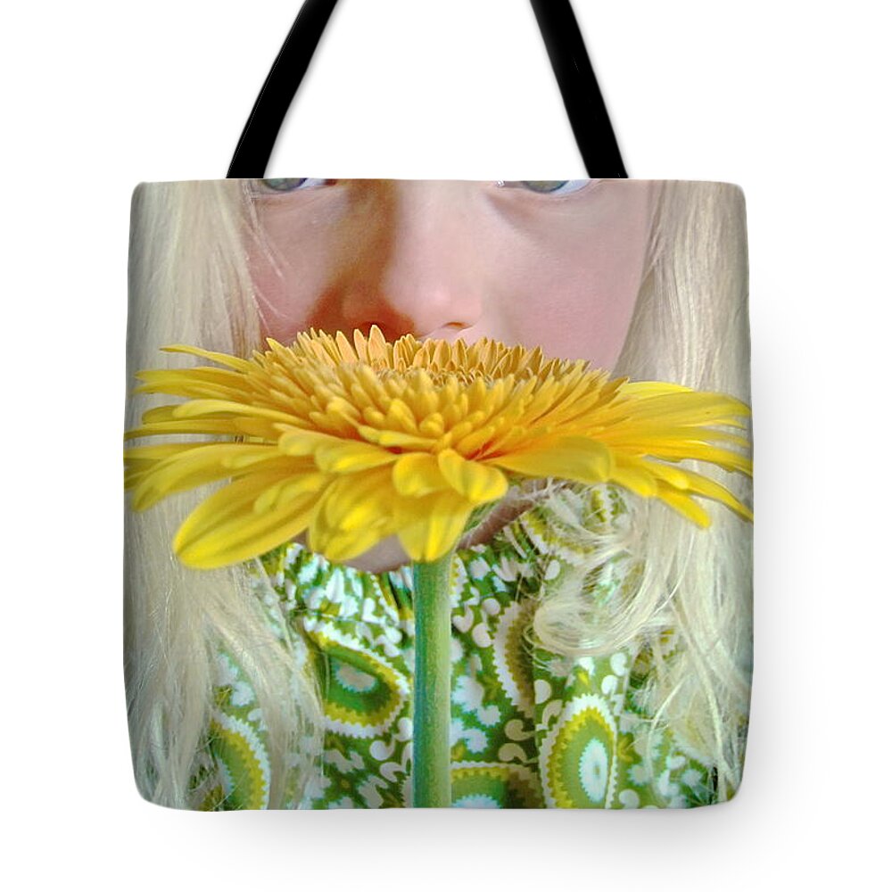 Gerbera Flower Yellow Tote Bag featuring the photograph Gerbera Girl by Suzanne Oesterling