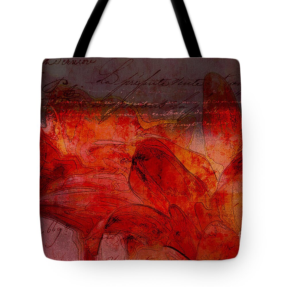Flower Tote Bag featuring the digital art Gerberie - 77at2 by Variance Collections