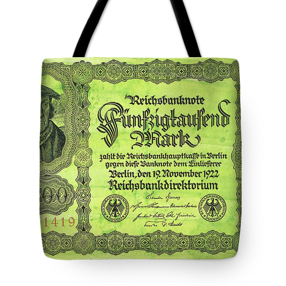 1922 Tote Bag featuring the painting German Banknote, 1922 by Granger