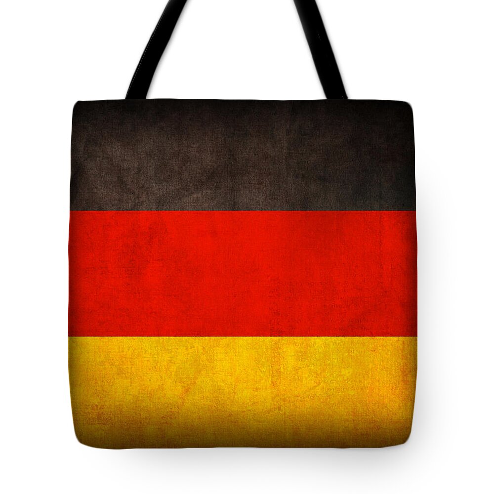 Germany Flag German Europe Dresden Hamburg Berlin Dusseldorf Tote Bag featuring the mixed media Germany Flag Vintage Distressed Finish by Design Turnpike