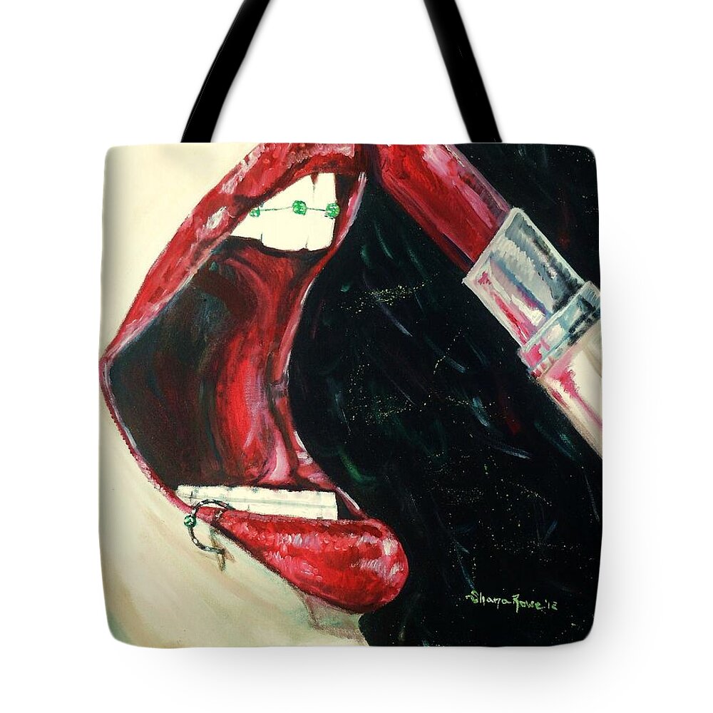Lips Tote Bag featuring the painting Getting Ready For Prom by Shana Rowe Jackson