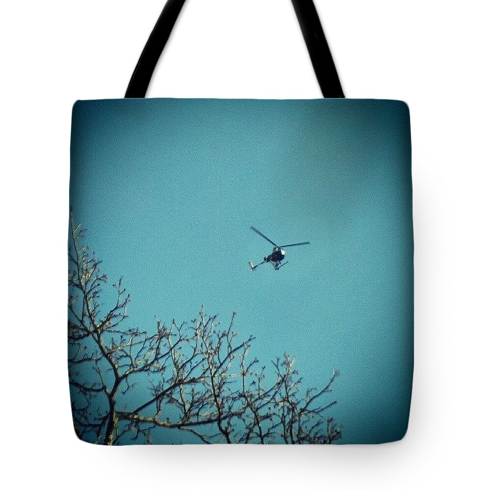 Helicopter Tote Bag featuring the photograph Ghetto Bird by Charlie Cliques