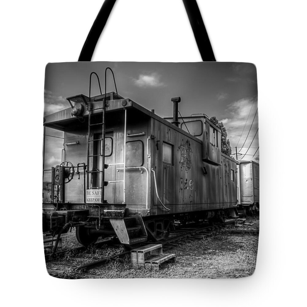 Caboose Tote Bag featuring the photograph Ghostly Caboose by James Barber