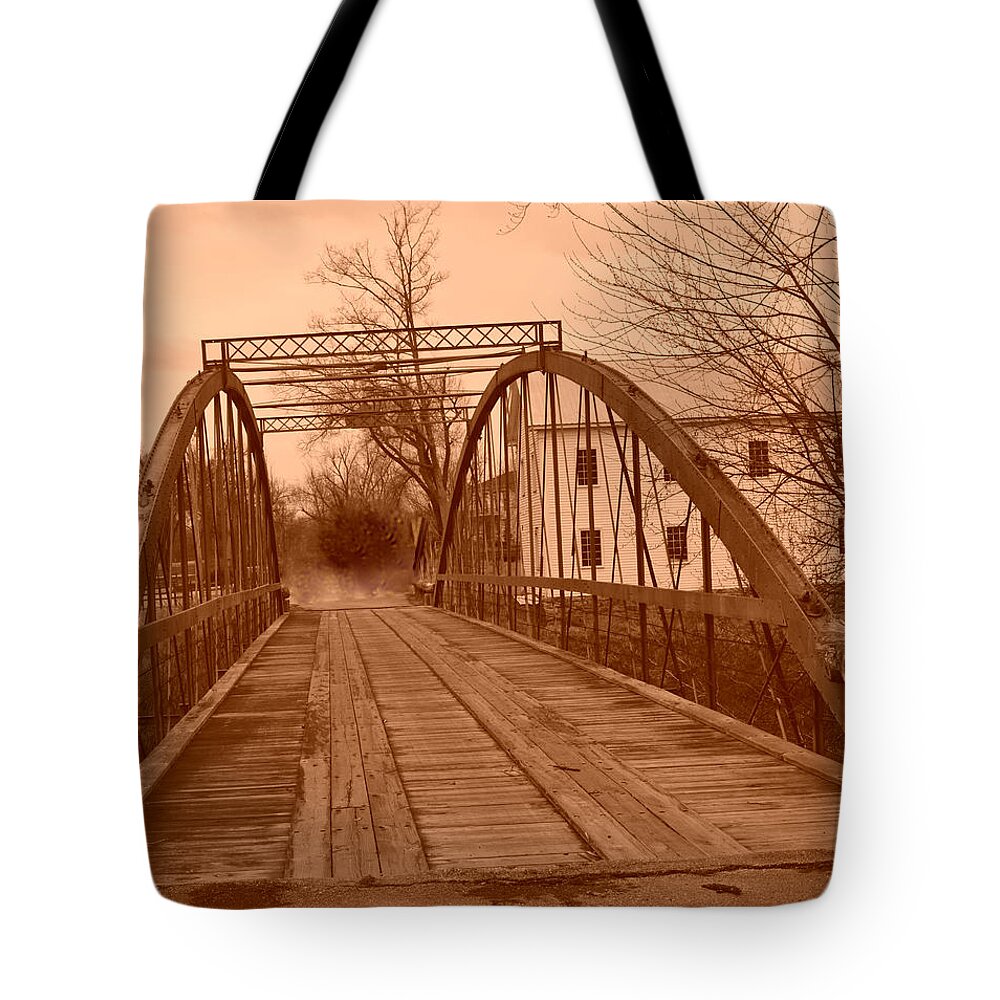 Iron Tote Bag featuring the photograph Ghosts of the Old Iron Bridge by Stacie Siemsen