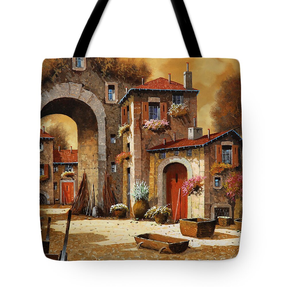 Yellow Sky Tote Bag featuring the painting Giallo by Guido Borelli