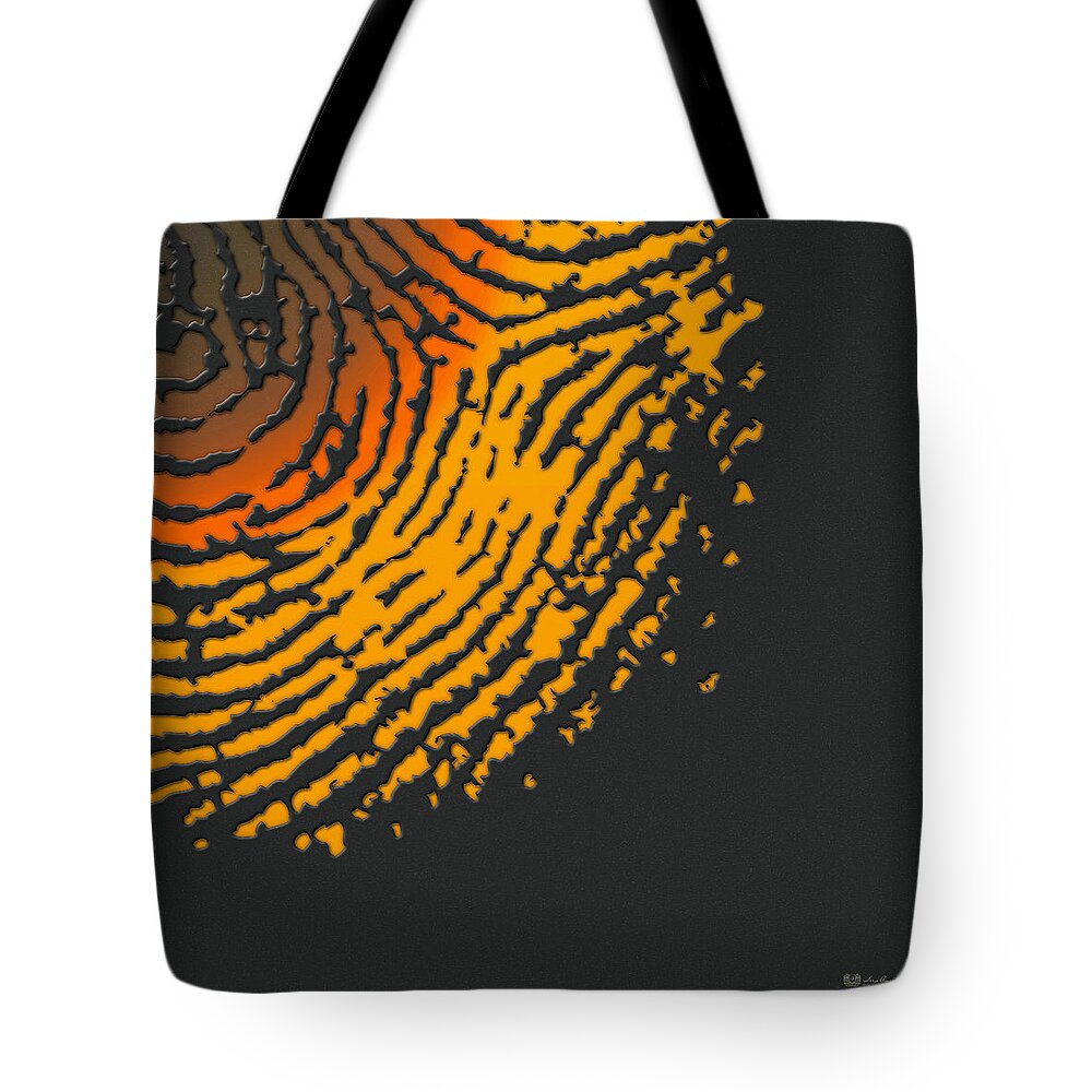 'inconsequential Beauty' Collection By Serge Averbukh Tote Bag featuring the digital art Giant Iridescent Fingerprint on Volcanic Rock Gray Set of 4 - 4 of 4 by Serge Averbukh