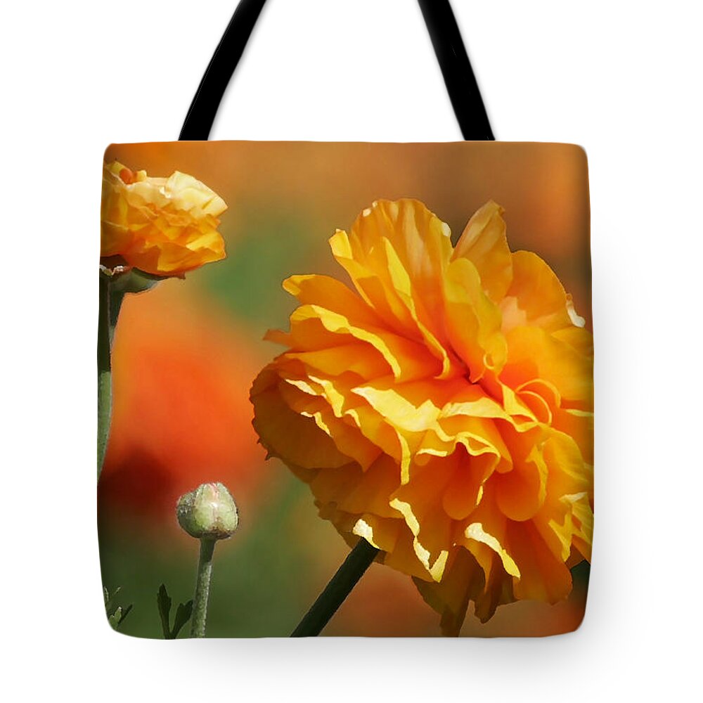 Field Tote Bag featuring the photograph Giant Tecolote Ranunculus - Carlsbad Flower Fields CA by Alexandra Till
