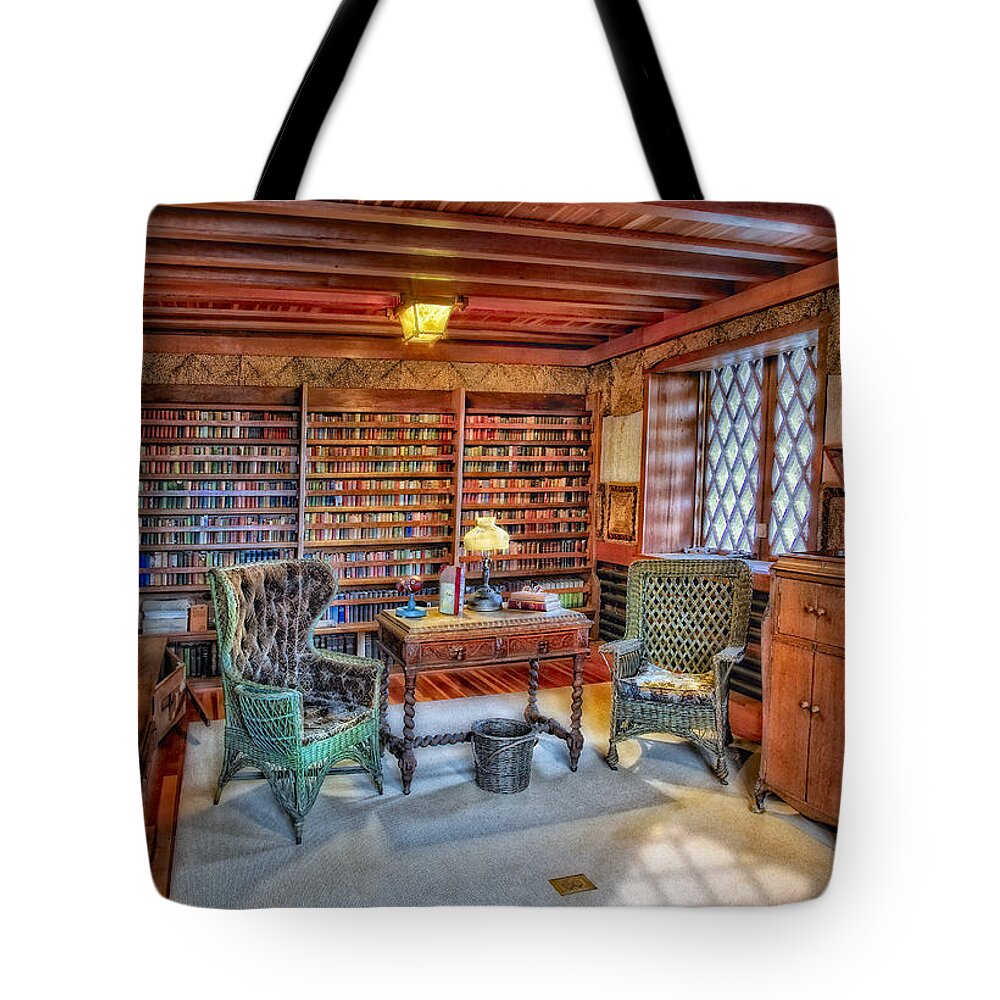 Connecticut Tote Bag featuring the photograph Gillette Castle Library by Susan Candelario
