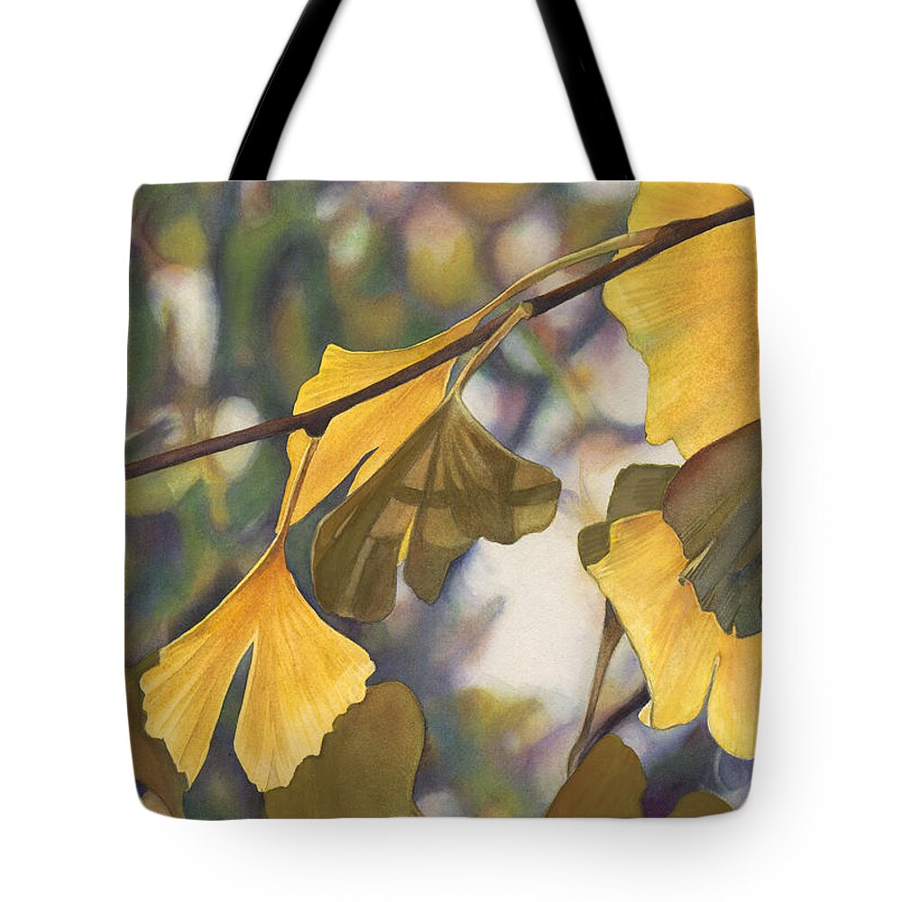 Ginkgo Tote Bag featuring the painting Ginkgo Gold by Sandy Haight