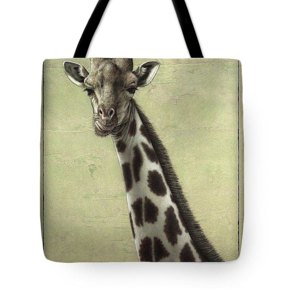 Giraffe Tote Bag featuring the painting Giraffe by James W Johnson
