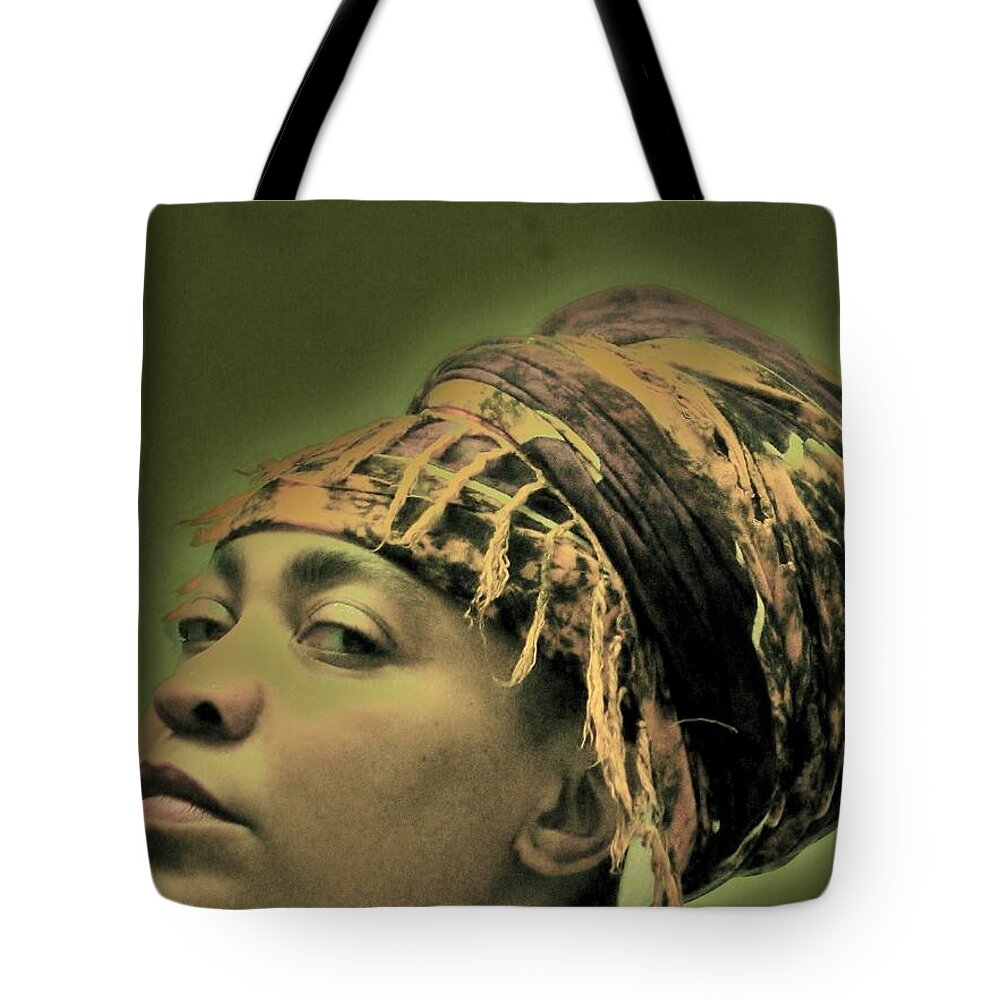 Girl In Gele Tote Bag featuring the photograph Girl in Gele by Cleaster Cotton