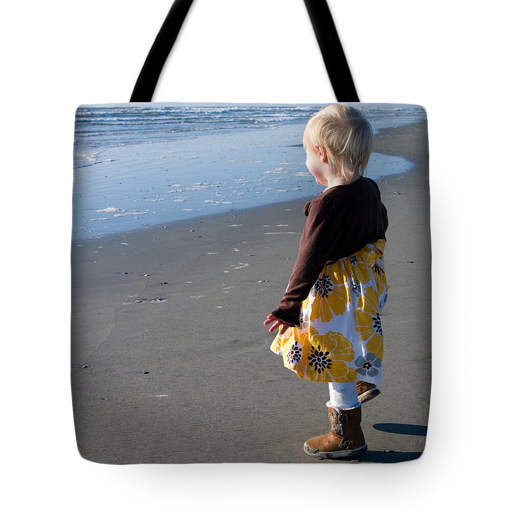 Beach Tote Bag featuring the photograph Girl on Beach by Greg Graham