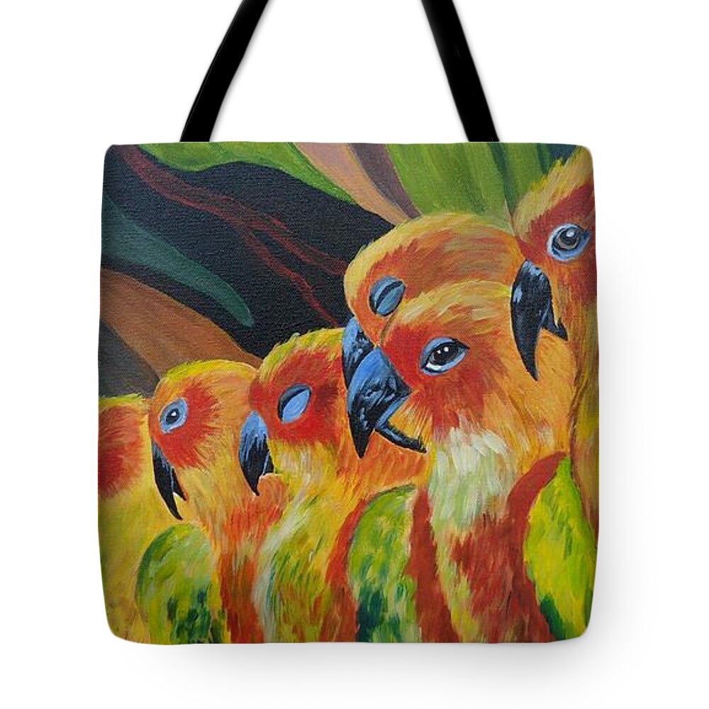 Birds Tote Bag featuring the painting Girl Watching by Julie Brugh Riffey