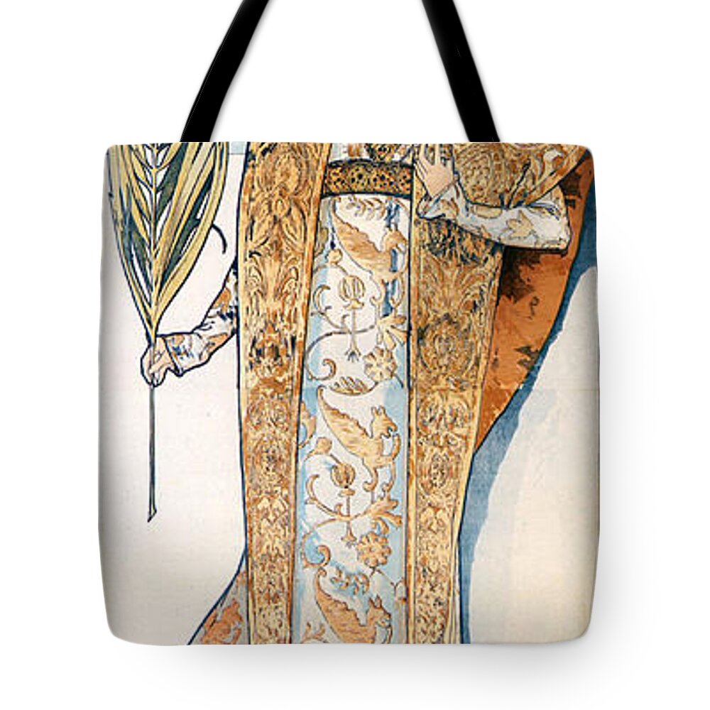 Gismonda Tote Bag featuring the painting Gismonda by Alphonse Mucha