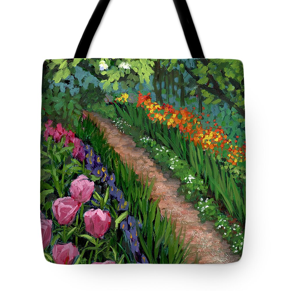 Garden Painting Tote Bag featuring the painting Giverny Garden by Alice Leggett