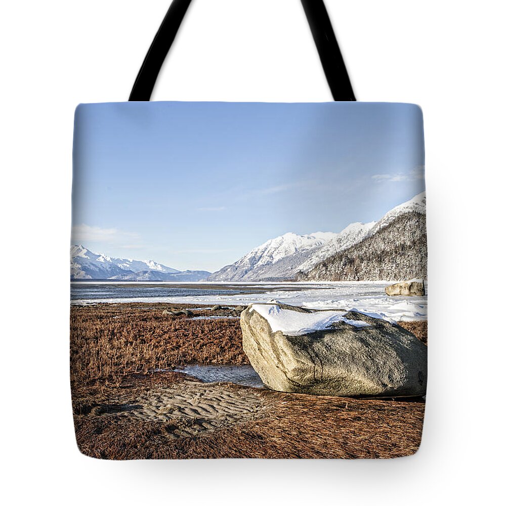 Alaska Tote Bag featuring the photograph Glacial Erratic in Winter by Michele Cornelius