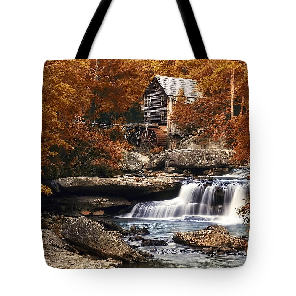Glade Creek Mill Tote Bag featuring the photograph Glade Creek Mill in Autumn by Tom Mc Nemar