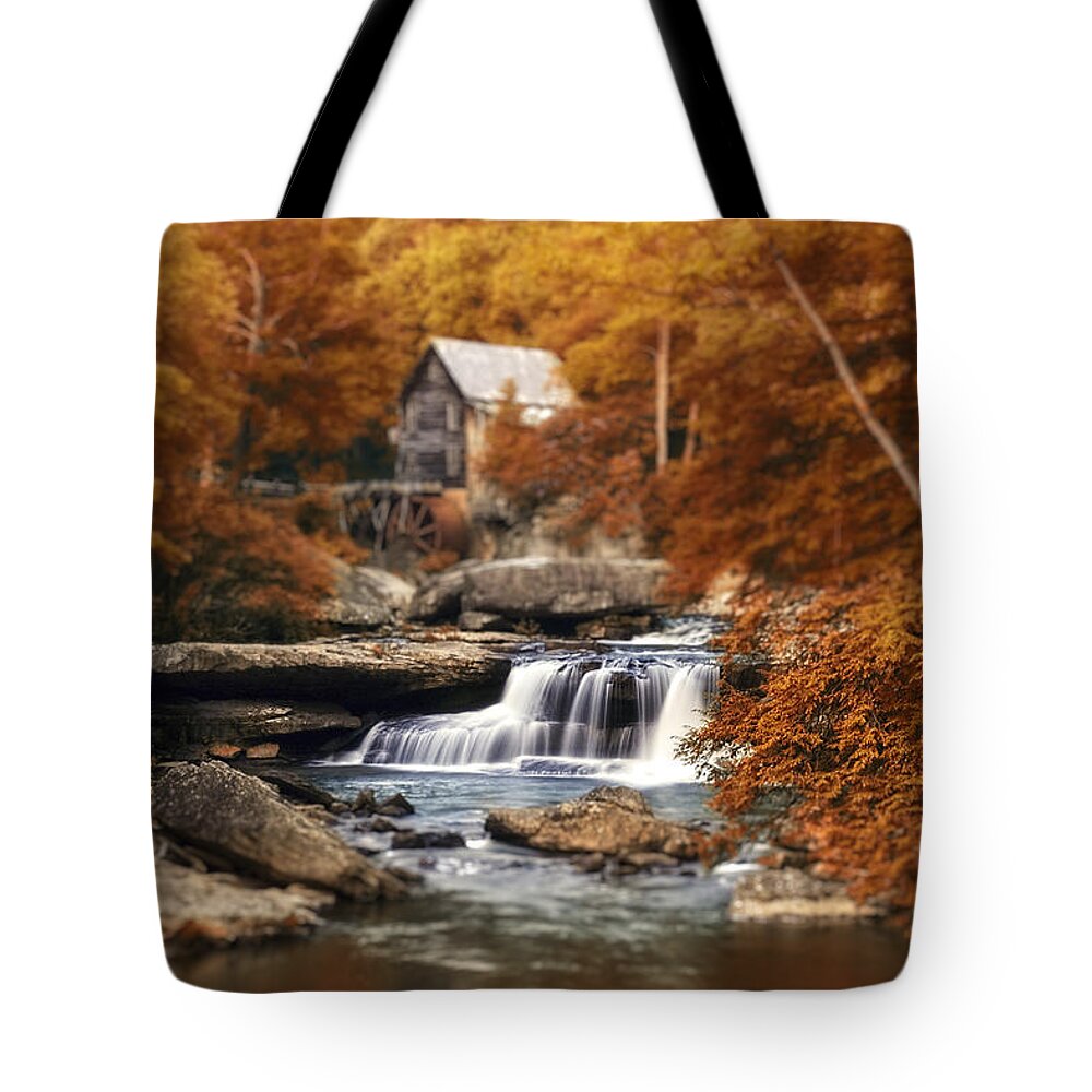 Fall Tote Bag featuring the photograph Glade Creek Mill Selective Focus by Tom Mc Nemar