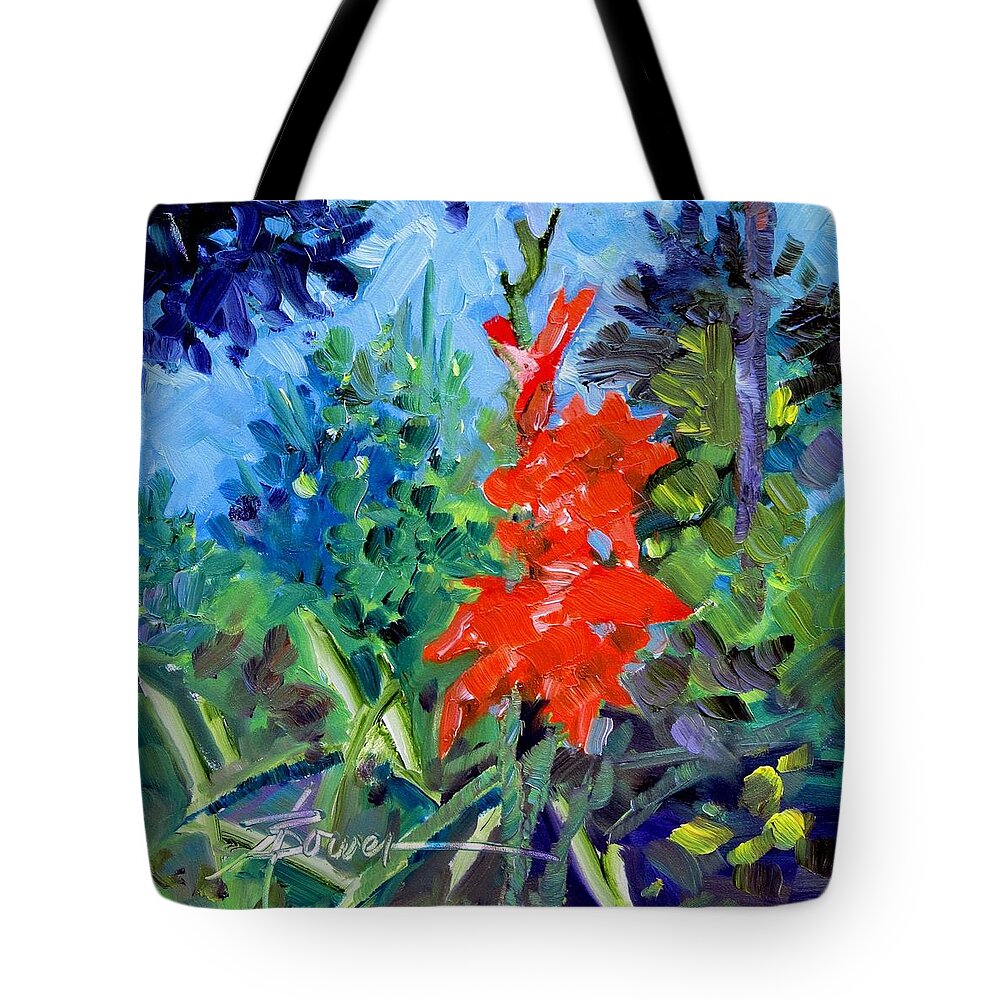 Flowers Tote Bag featuring the painting Gladiolus by Adele Bower