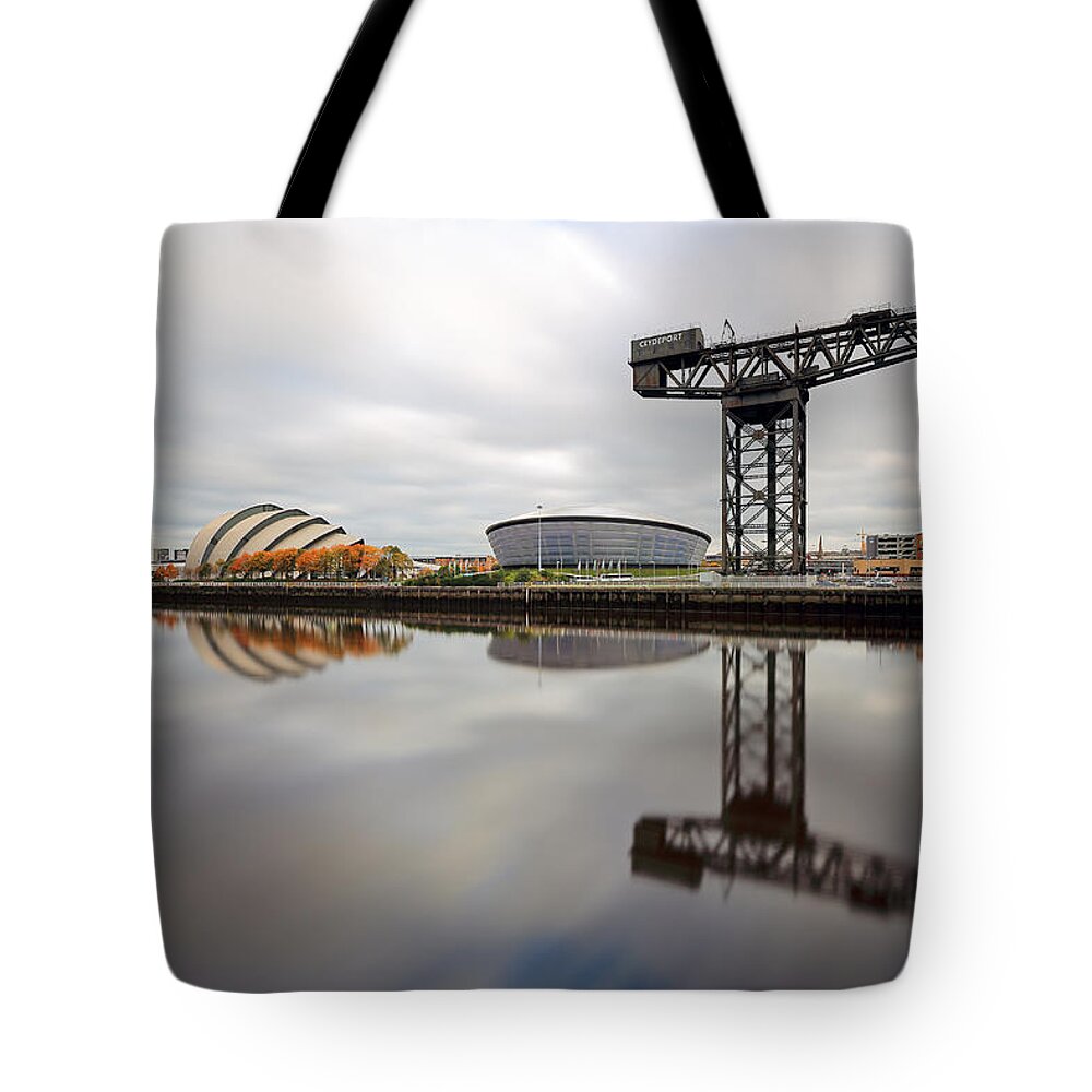Clyde Arc Glasgow Tote Bag featuring the photograph Glasgow Clyde Waterfront by Grant Glendinning