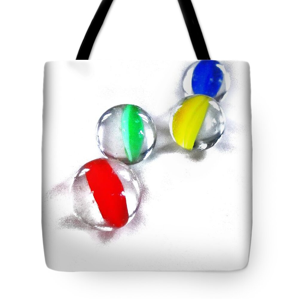 Glass Tote Bag featuring the photograph Glass Marbles by Marianna Mills