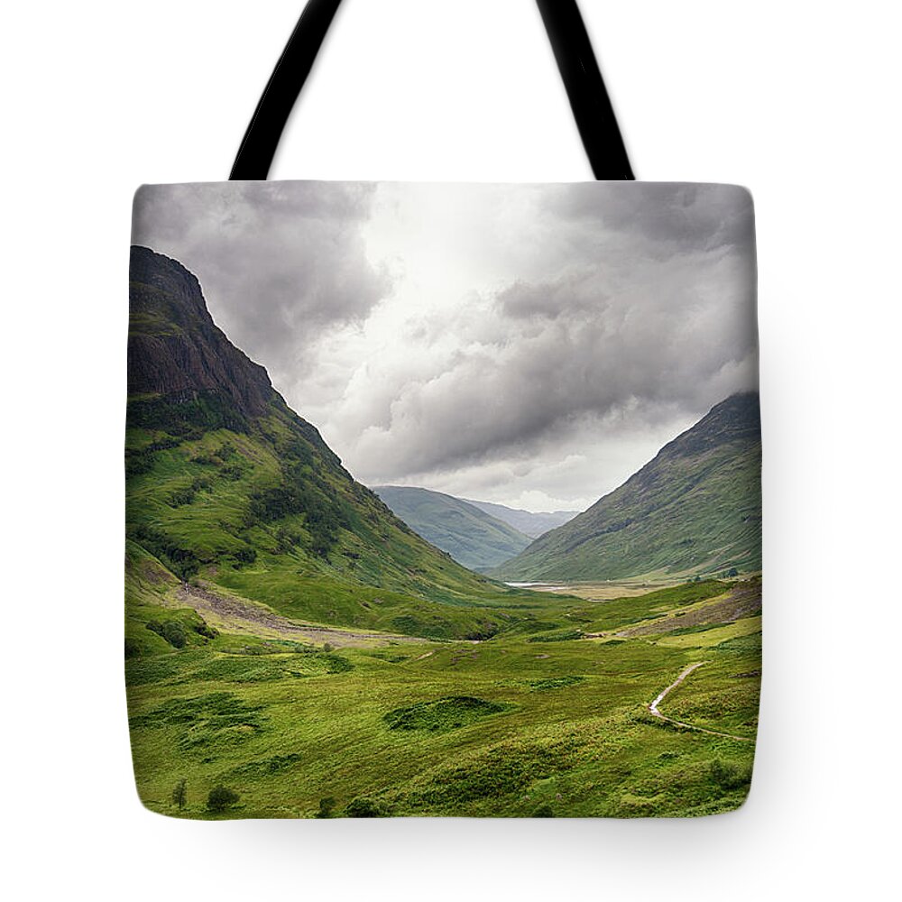 Scenics Tote Bag featuring the photograph Glencoe Valley, Scottish Highlands by Emad Aljumah