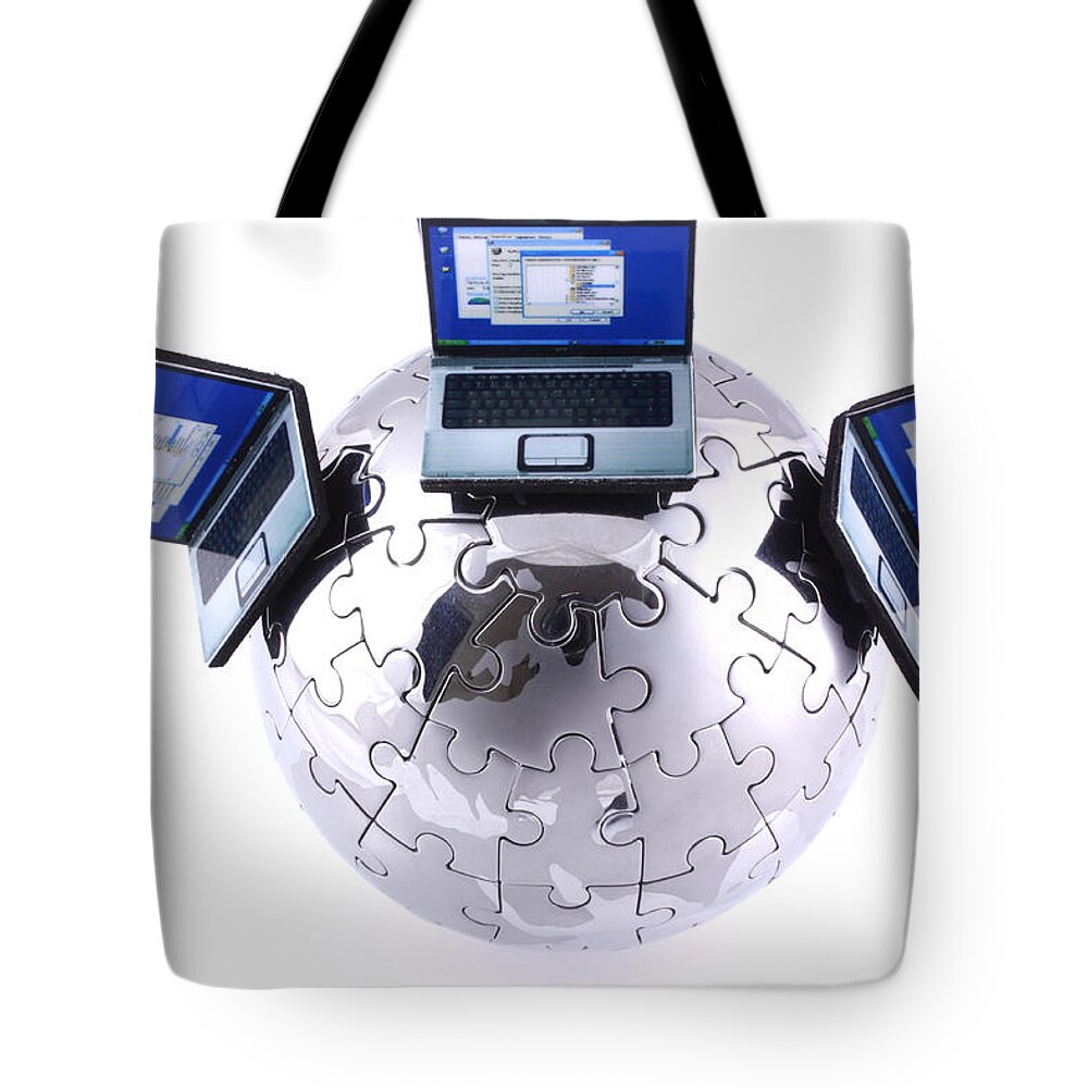 World Tote Bag featuring the photograph Global computer network by Simon Bratt