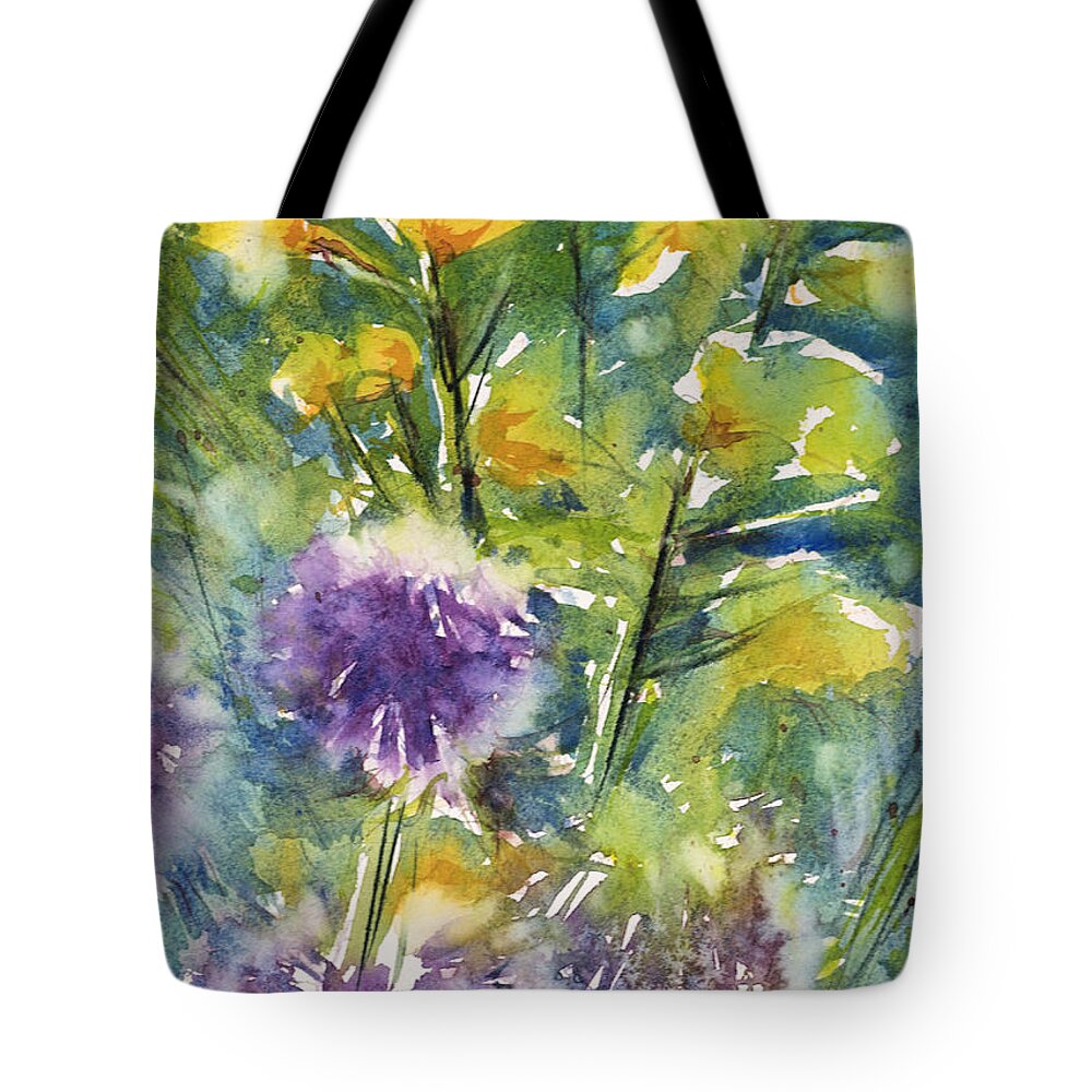 Flower Tote Bag featuring the painting Globes and Rockets by Judith Levins