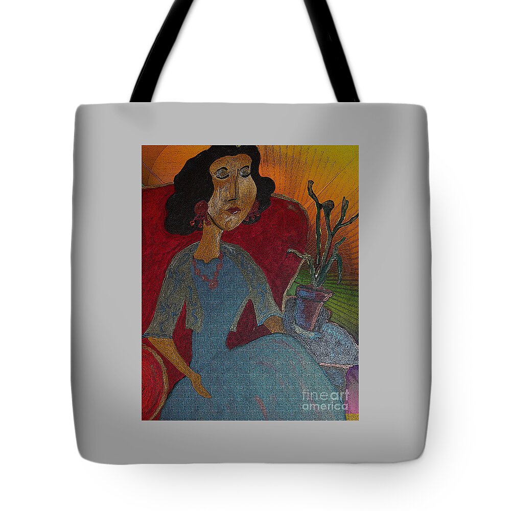 Woman Tote Bag featuring the painting Gloria by Iris Gelbart