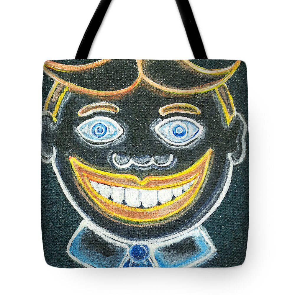 Tillie Of Asbury Park Tote Bag featuring the painting Glow in the dark Tillie by Patricia Arroyo