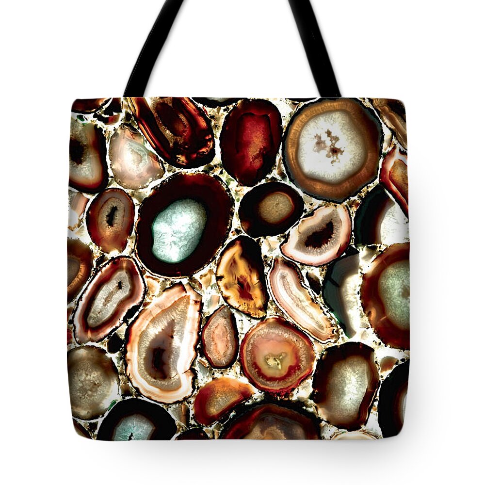 Agate Tote Bag featuring the pyrography Glowing Agates by Debra Amerson