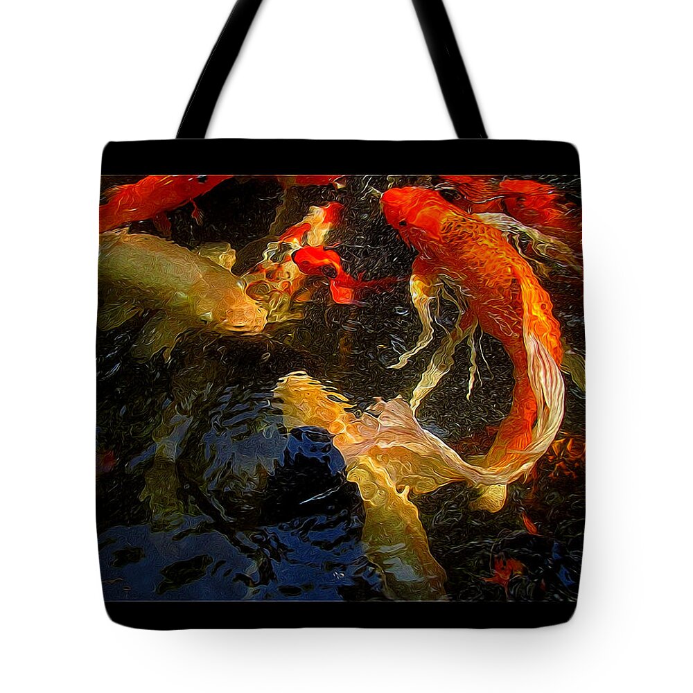 Fish Tote Bag featuring the photograph Glowing Koi by Shannon Story