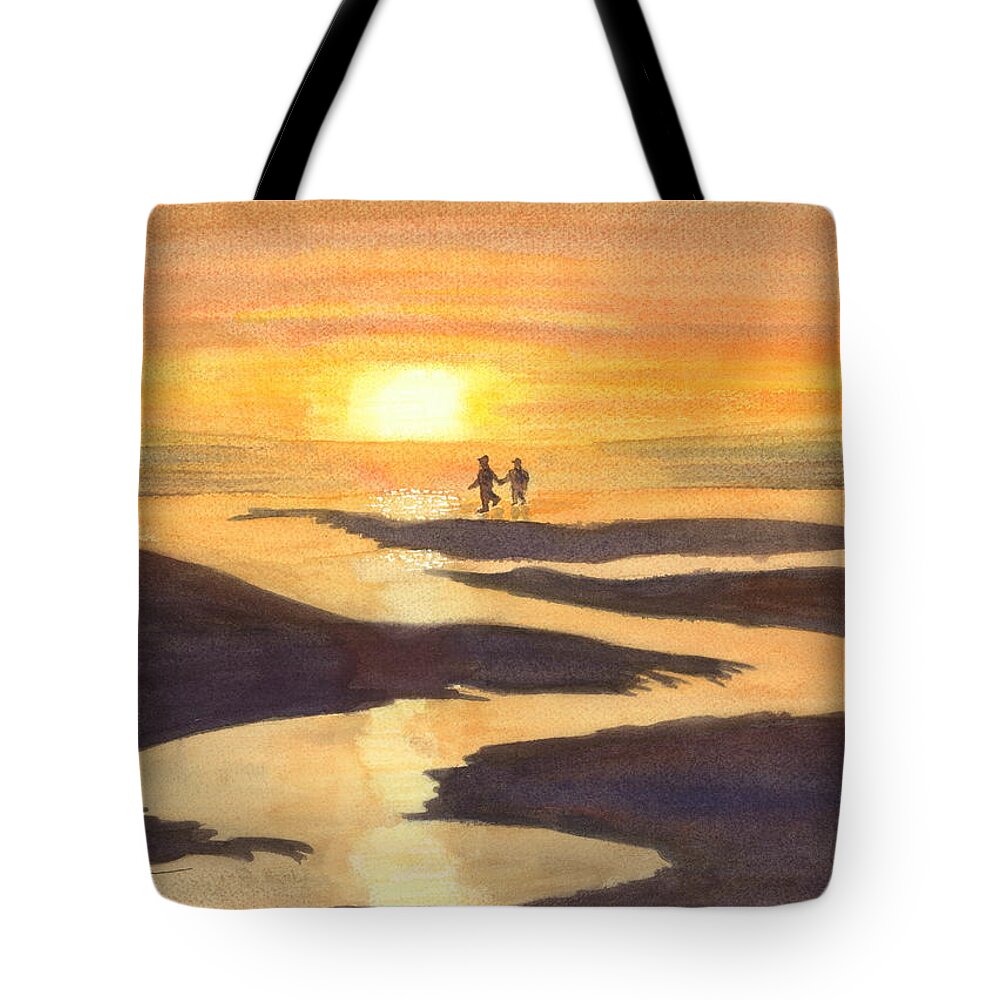 Kalaloch At Sunset Tote Bag featuring the painting Glowing Moments by Joel Deutsch
