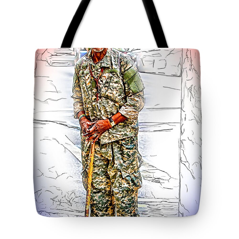 America Tote Bag featuring the photograph God Bless Our Veterans by John Haldane