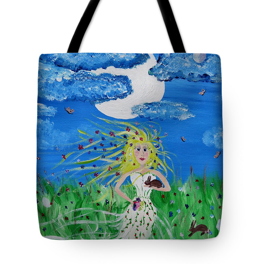 Goddess Tote Bag featuring the photograph Goddess Eostre by Art Dingo