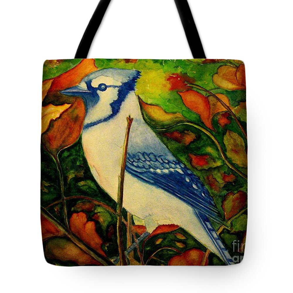 Blue Jay Tote Bag featuring the painting God's New Creation by Hazel Holland