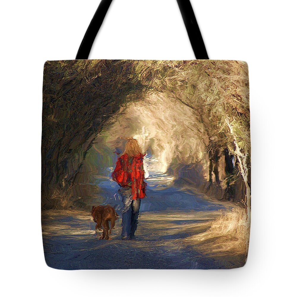 Dog Tote Bag featuring the photograph Going For A Walk by John Kolenberg