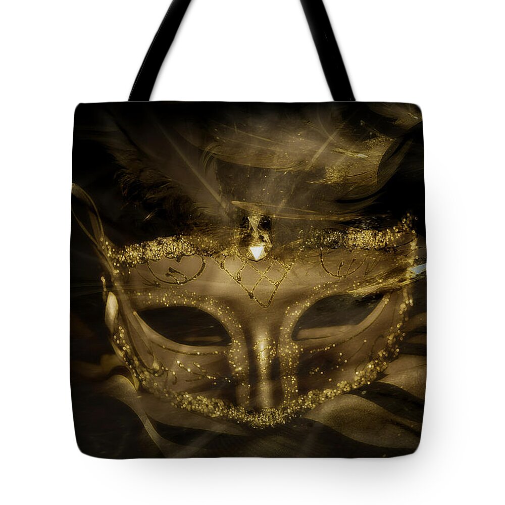 Gold Tote Bag featuring the photograph Gold in the Mask by Amanda Eberly