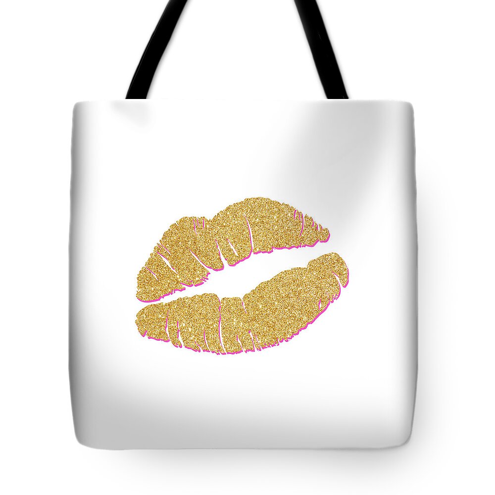 Gold Tote Bag featuring the digital art Gold Kiss by South Social Studio