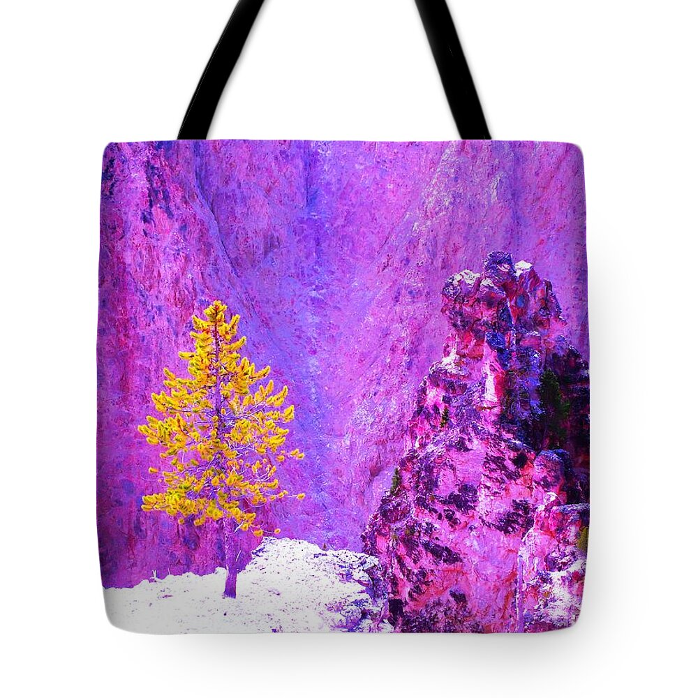 Tree Tote Bag featuring the photograph Golden Christmas in Yellowstone by Ann Johndro-Collins