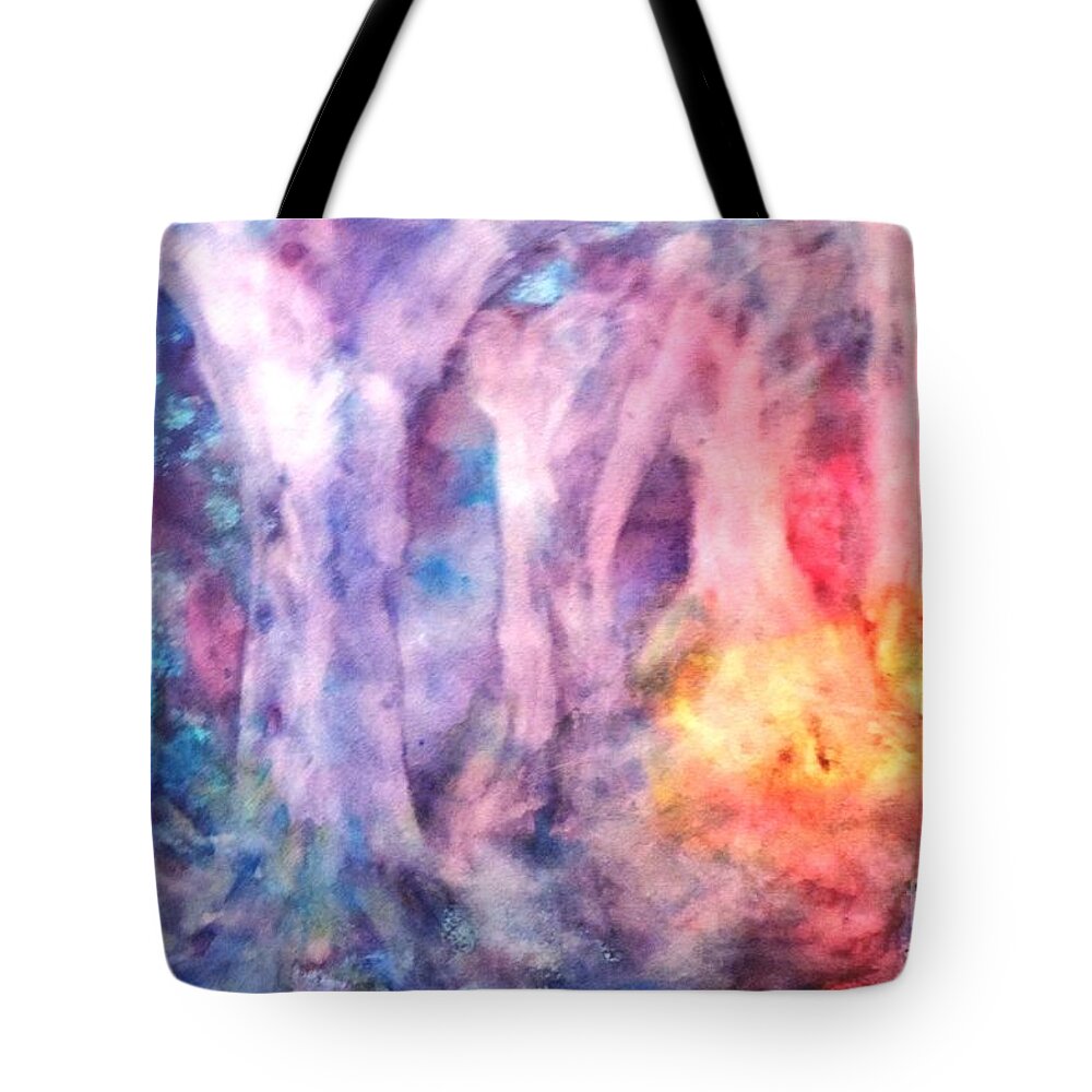 Trees Tote Bag featuring the painting Golden Forest by Laura Hamill