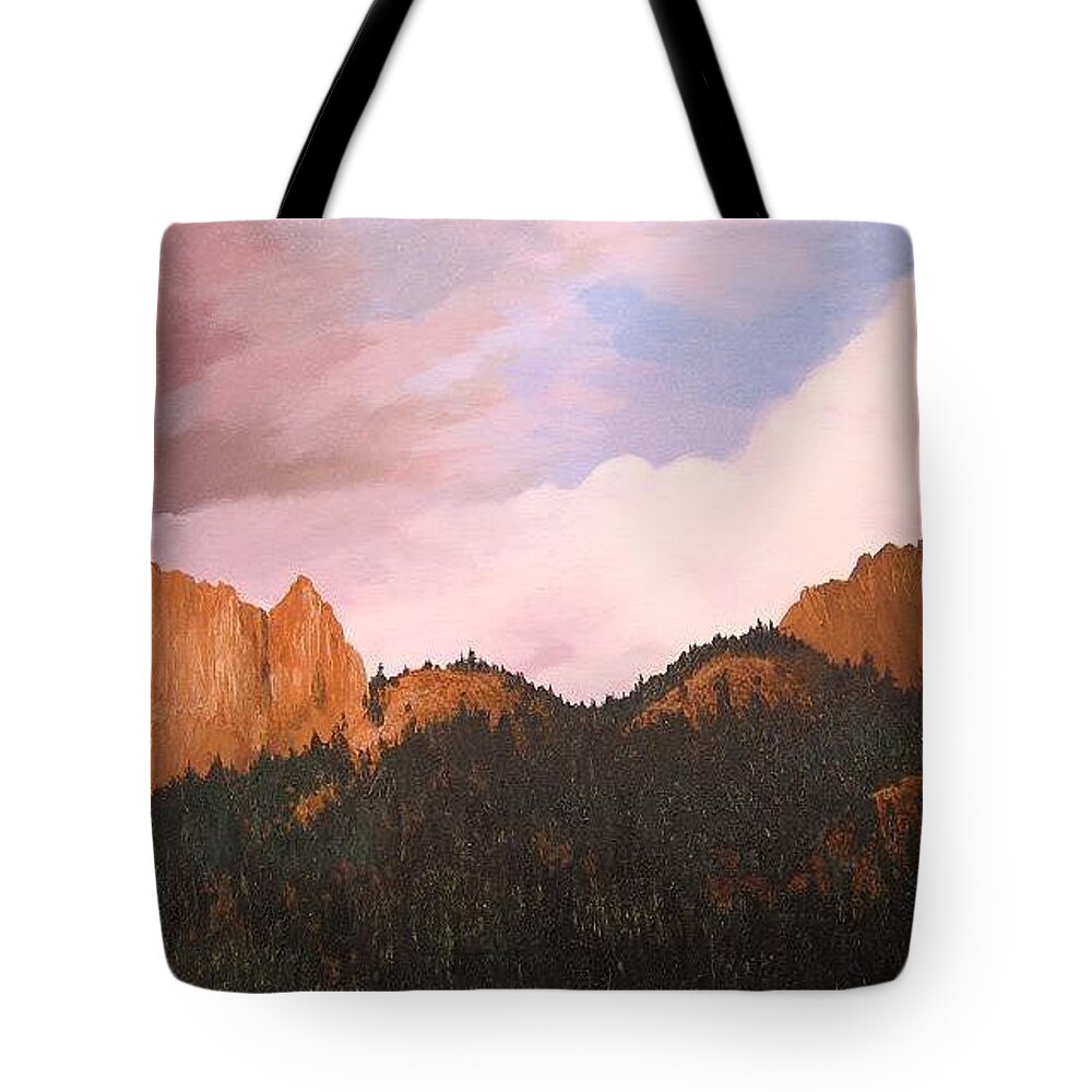 Mountains Tote Bag featuring the painting Golden Gate by Hunter Jay
