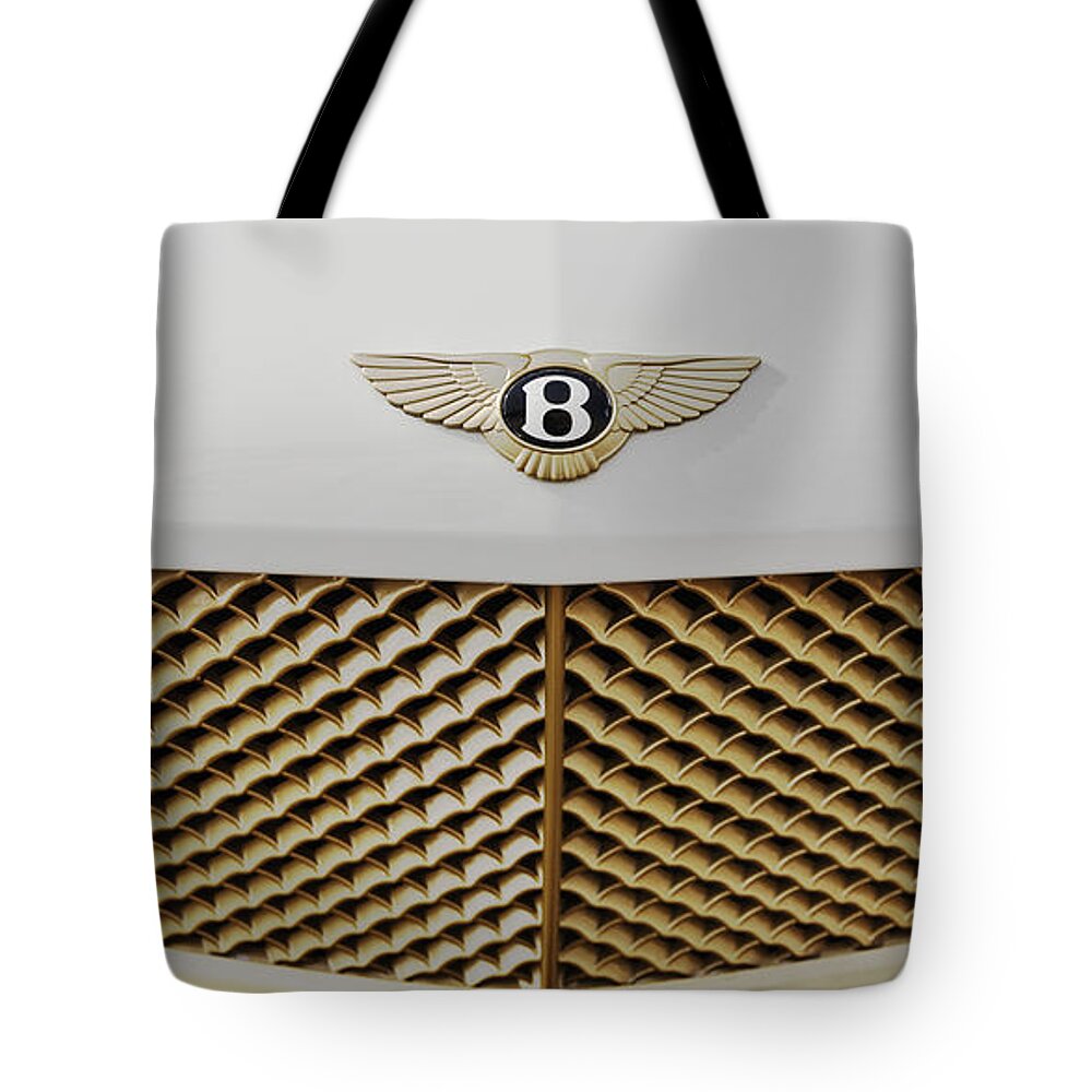 Bentley Tote Bag featuring the photograph Golden Grill Bentley by Maj Seda