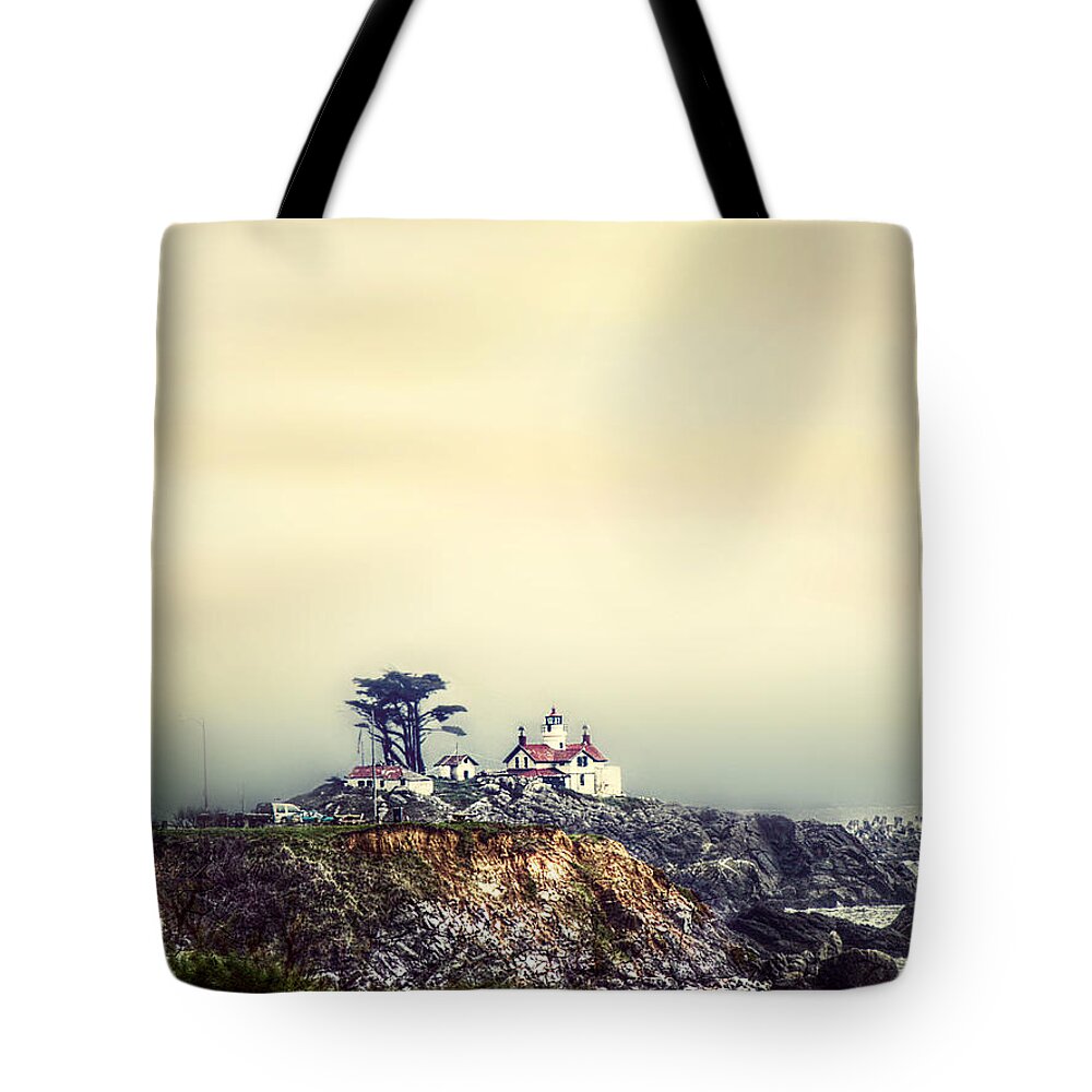 Lighthouse Tote Bag featuring the photograph Golden Lights by Melanie Lankford Photography