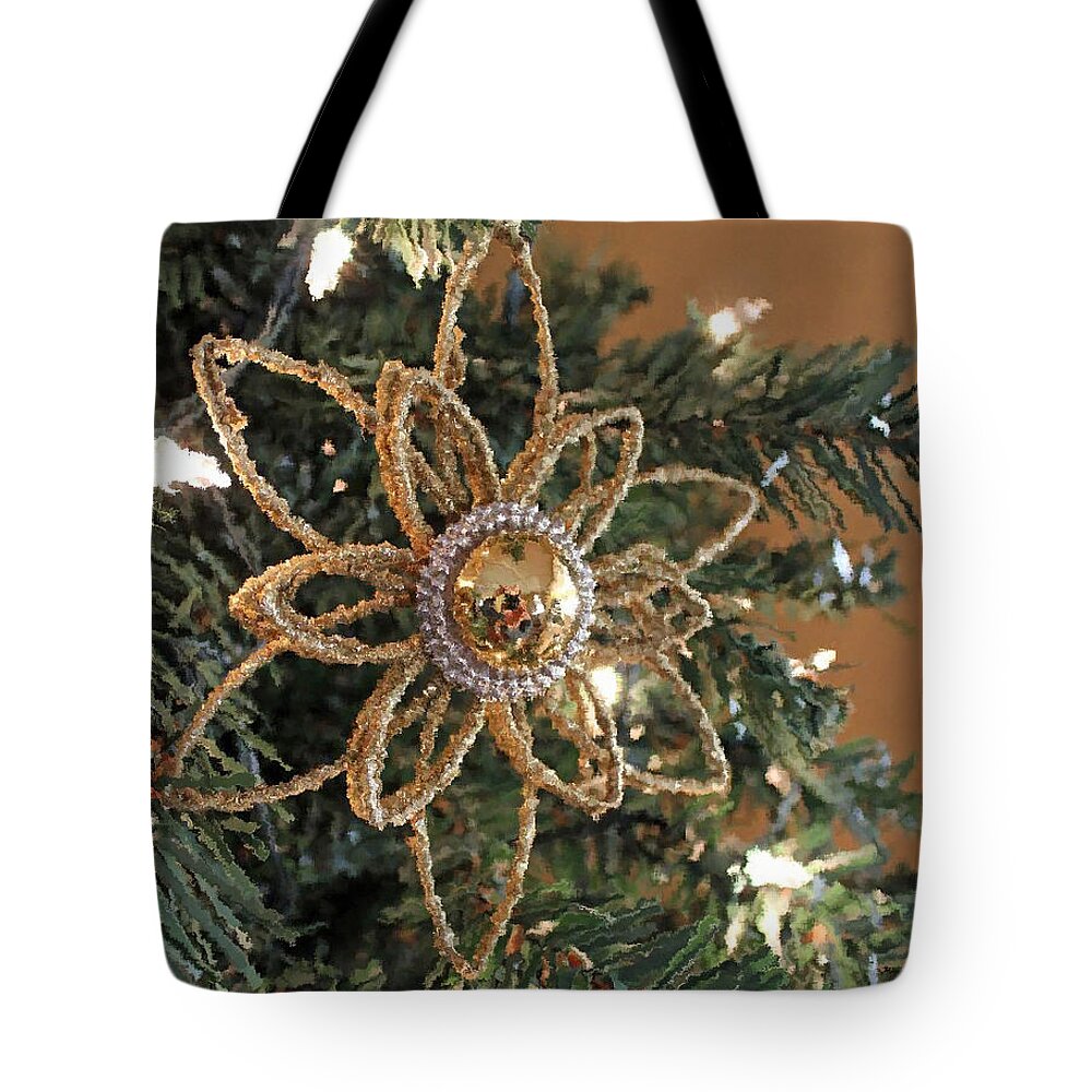 Christmas Ornament Tote Bag featuring the photograph Golden Ornament by Sylvia Thornton