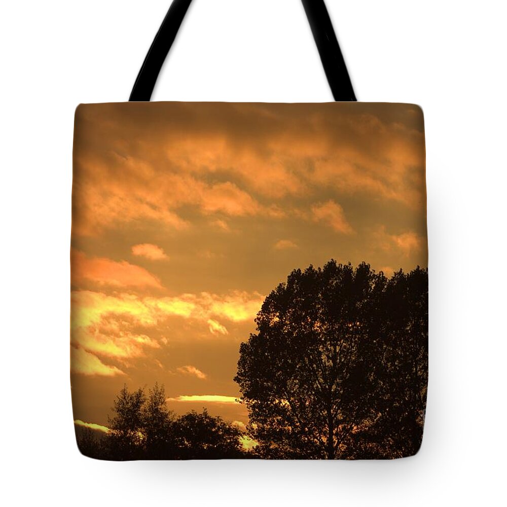 Sunset Silhouette Tote Bag featuring the photograph Golden Sunset Clouds by Jeremy Hayden