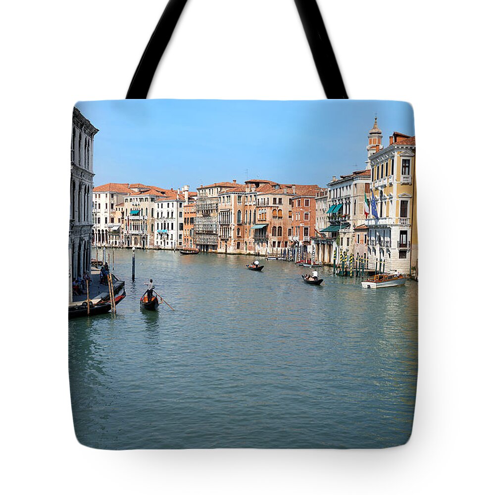 Adriatic Sea Tote Bag featuring the photograph Gondolas At Grand Canal In Venice by Visual7