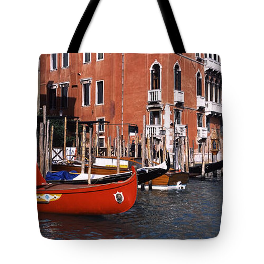 Photography Tote Bag featuring the photograph Gondolas In A Canal, Grand Canal by Panoramic Images