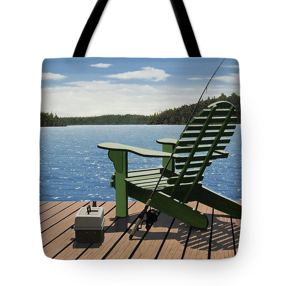 Landscapes Tote Bag featuring the painting Gone Fishing by Kenneth M Kirsch
